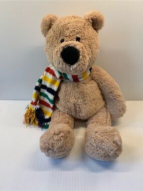 The Bay Beige Teddy Bear with Multicolor Striped Scarf 2007
